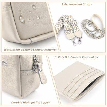 BROTOU Crossbody Bag for Women, Leather Handbag & Shoulder Bag with Adjustable Wide Strap, Chain Strap & 3-Slot Card Holder, Camera Cross Body Bag for Lady Girl Travel Shopping Daily Use - Image 3