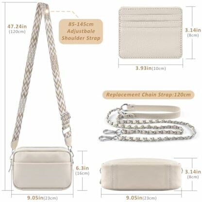BROTOU Crossbody Bag for Women, Leather Handbag & Shoulder Bag with Adjustable Wide Strap, Chain Strap & 3-Slot Card Holder, Camera Cross Body Bag for Lady Girl Travel Shopping Daily Use - Image 4