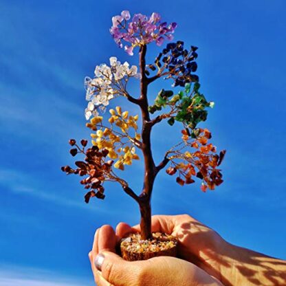 BTkviseQat Tangie Marie Premium Meditation Decor Spiritual Decor Seven Chakra Tree Therapy Meditate Crystal Gemstone Bonsai Tree for Good Luck, Wealth & Prosperity Reiki Life Money Feng Shui - Image 3