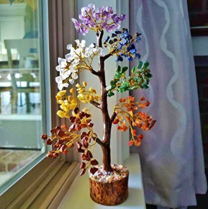 BTkviseQat Tangie Marie Premium Meditation Decor Spiritual Decor Seven Chakra Tree Therapy Meditate Crystal Gemstone Bonsai Tree for Good Luck, Wealth & Prosperity Reiki Life Money Feng Shui - Image 4