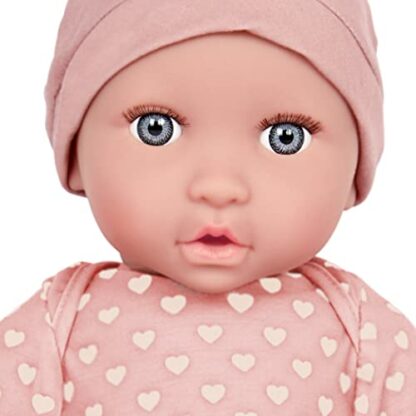 Babi by Battat – 14-inch Newborn Baby Doll – Gray-Blue Eyes & Medium-Light Skin Tone – Soft Body & Removeable Outfit – Pink Hat & Pacifier Accessories – 2 Years + - Image 4
