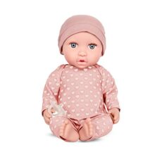 Babi by Battat – 14-inch Newborn Baby Doll – Gray-Blue Eyes & Medium-Light Skin Tone – Soft Body & Removeable Outfit – Pink Hat & Pacifier Accessories – 2 Years +
