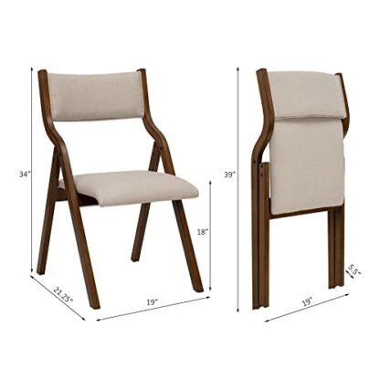 Ball & Cast Modern Folding Dining Chairs Set of 2, Foldable Upholstered Kitchen Chairs with Wood Frame, Portable Office-Chair for Activities, Taupe, 46cm Seat Height 4 Ball & Cast Modern Folding Dining Chairs Set of 2, Foldable Upholstered Kitchen Chairs with Wood Frame, Portable Office-Chair for Activities, Taupe, 46cm Seat Height - Image 4