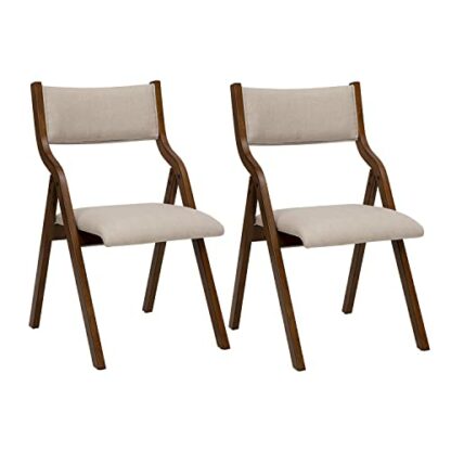 Ball & Cast Modern Folding Dining Chairs Set of 2, Foldable Upholstered Kitchen Chairs with Wood Frame, Portable Office-Chair for Activities, Taupe, 46cm Seat Height 2 Ball & Cast Modern Folding Dining Chairs Set of 2, Foldable Upholstered Kitchen Chairs with Wood Frame, Portable Office-Chair for Activities, Taupe, 46cm Seat Height - Image 2