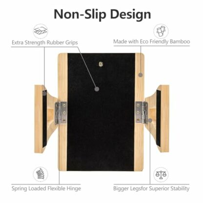 Bamboo Sofa Clip on Side Table for Wide Couches Arm, Foldable Couch Arm Table with 360°Rotating Slot Width 0.04 inches Phone Holder and Washable Silicone Pad, Sofa Arm Tray for TV Dinners, Remotes - Image 4