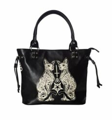 Banned Alternative Esoteric Cat Bag Frauen Handtasche schwarz/weiß