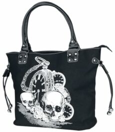 Banned Apparel Skulls & Roses Rockabilly Punk Women's Handbag, Schwarz, One Size