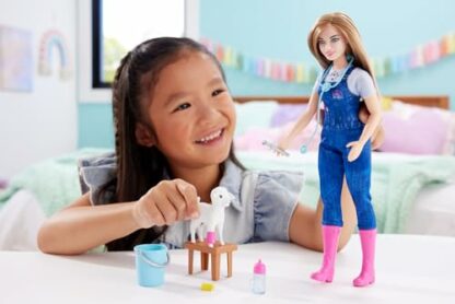 Barbie 65th Anniversary Doll & 10 Accessories, Farm Veterinarian Set with Blonde Vet Doll, Lamb with Moving Ears & More, HRG42 - Image 3