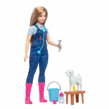 Barbie 65th Anniversary Doll & 10 Accessories, Farm Veterinarian Set with Blonde Vet Doll, Lamb with Moving Ears & More, HRG42 - Image 2