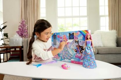 Barbie Advent Calendar with Doll & 24 Surprise Accessories Including Unicorn & 3 Pets, Transform Pink-Haired Fashion Doll into Mermaid, Fairy & More, HRG90 3 Barbie Advent Calendar with Doll & 24 Surprise Accessories Including Unicorn & 3 Pets, Transform Pink-Haired Fashion Doll into Mermaid, Fairy & More, HRG90 - Image 3