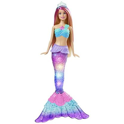 Barbie Dreamtopia Twinkle Lights Mermaid Doll, Doll with Pink and Blonde Hair, 4 Light Patterns, Toys for Ages 3 and Up, One Mermaid Doll, HDJ36 - Image 2