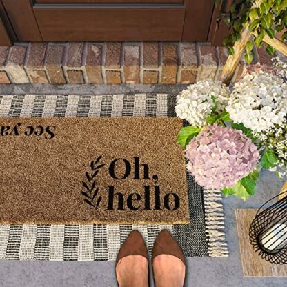 Barnyard Designs 'Oh Hello, See Ya' Doormat Welcome Mat, Outdoor Mat, Large Front Door Mat Indoor Entrance Mat, Back Door Mat Outdoor Entrance, Front Porch Rug Farmhouse Home Spring Fall, 30x17, Brown - Image 3