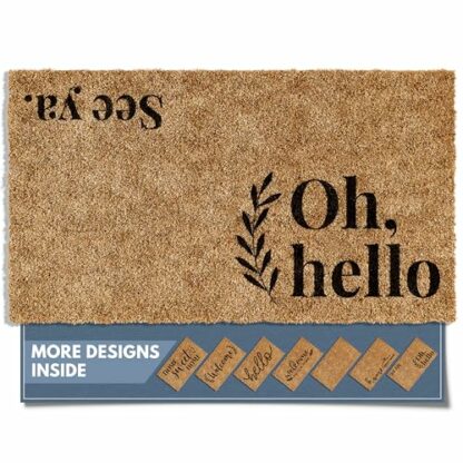 Barnyard Designs 'Oh Hello, See Ya' Doormat Welcome Mat, Outdoor Mat, Large Front Door Mat Indoor Entrance Mat, Back Door Mat Outdoor Entrance, Front Porch Rug Farmhouse Home Spring Fall, 30x17, Brown - Image 2