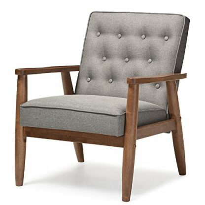Baxton Studio Sorrento Accent Chair, 1 Seater, Grey, Brown 2 Baxton Studio Sorrento Accent Chair, 1 Seater, Grey, Brown - Image 2
