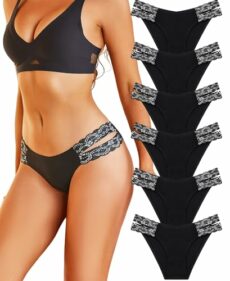 BeReady Seamless Knickers for Women Sexy Lace Seamless Underwear for Women High Cut V-waist No Show Ladies Briefs Panties Multipack