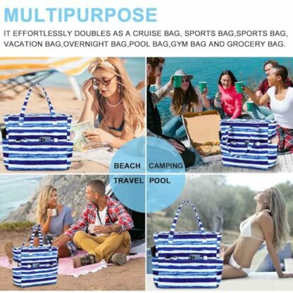 Beach Pool Bags Tote for Women Ladies Large Gym Tote Carry On Bag With Wet Compartment for Weekender Travel Waterproof - Image 4
