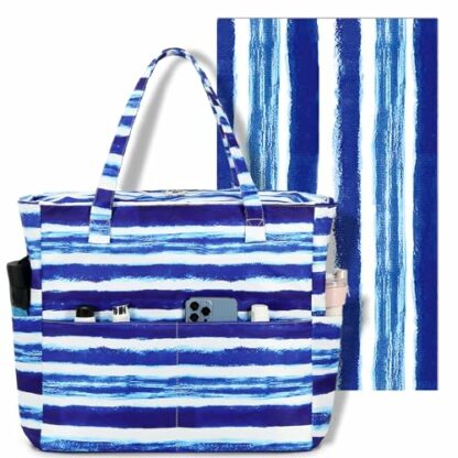 Beach Pool Bags Tote for Women Ladies Large Gym Tote Carry On Bag With Wet Compartment for Weekender Travel Waterproof - Image 2