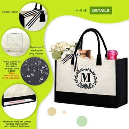 BeeGreen Initial Canvas Tote Bag for Women Personalized Gifts for Birthday Mother - Image 4