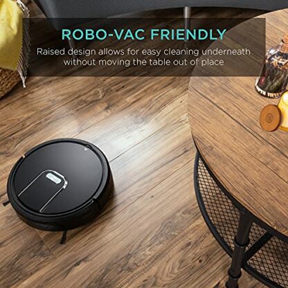 Best Choice Products 2-Tier Round Coffee Table, Rustic Steel Accent Table w/Wooden Tabletop, Padded Feet, Open Shelf - Image 4