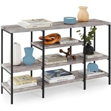 Best Choice Products 55in Console Table, 4-Tier Industrial Foyer Furniture for Living Room, Entryway, Hallway w/Tall & Wide Shelf Space, Non-Scratch Feet, Metal Frame - Gray