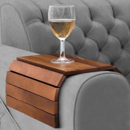 Besto Foldable Sofa Arm Tray | Acacia Wooden Armrest Tray 37.5 x 25cm | Water & Scratch Resistant Armchair Tray | Sofa Armrest Organiser for Drinks, Remote, Snacks, Phone, & Magazine 2 Besto Foldable Sofa Arm Tray | Acacia Wooden Armrest Tray 37.5 x 25cm | Water & Scratch Resistant Armchair Tray | Sofa Armrest Organiser for Drinks, Remote, Snacks, Phone, & Magazine - Image 2