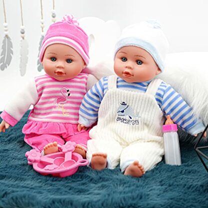 Bibi Doll - 13” Twin Baby Girl Boy Twins Dolls Set With Sounds Feeding Set & Magic Bottle 3 Bibi Doll - 13” Twin Baby Girl Boy Twins Dolls Set With Sounds Feeding Set & Magic Bottle - Image 3