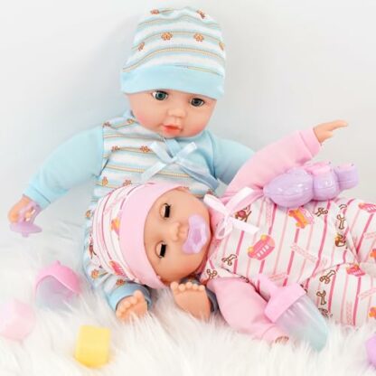 Bibi Doll - 14" Twins Baby Girl & Boy Twin Dolls Babies Gift Set - Dummy, Toy, Doll Accessories 3 Bibi Doll - 14" Twins Baby Girl & Boy Twin Dolls Babies Gift Set - Dummy, Toy, Doll Accessories - Image 3