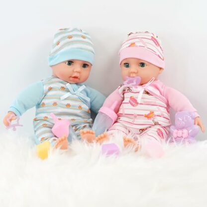 Bibi Doll - 14" Twins Baby Girl & Boy Twin Dolls Babies Gift Set - Dummy, Toy, Doll Accessories 4 Bibi Doll - 14" Twins Baby Girl & Boy Twin Dolls Babies Gift Set - Dummy, Toy, Doll Accessories - Image 4