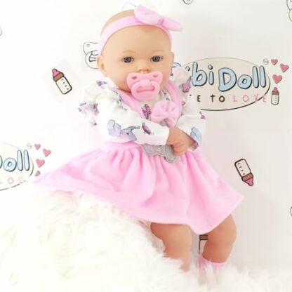 Bibi Doll 18" Lifelike Baby Doll Girls In Pink Dresses With Sounds & Dummy - Realistic Baby Dolls For Girls & Boys - Talking Doll Realistic Baby Doll Accessories Toys For Girls & Boys 3 Bibi Doll 18" Lifelike Baby Doll Girls In Pink Dresses With Sounds & Dummy - Realistic Baby Dolls For Girls & Boys - Talking Doll Realistic Baby Doll Accessories Toys For Girls & Boys - Image 3