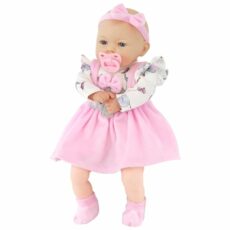 Bibi Doll 18" Lifelike Baby Doll Girls In Pink Dresses With Sounds & Dummy - Realistic Baby Dolls For Girls & Boys - Talking Doll Realistic Baby Doll Accessories Toys For Girls & Boys