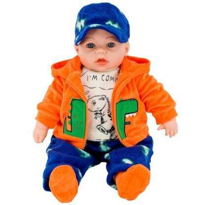 Bibi Doll - 18" Lifelike Large Soft Bodied Baby Doll With Dummy & Sounds Girls Boys Toy (Boy Doll In Orange Hoodie) 3 Bibi Doll - 18" Lifelike Large Soft Bodied Baby Doll With Dummy & Sounds Girls Boys Toy (Boy Doll In Orange Hoodie) - Image 3