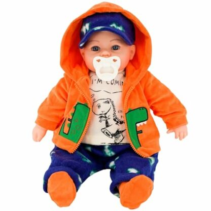 Bibi Doll - 18" Lifelike Large Soft Bodied Baby Doll With Dummy & Sounds Girls Boys Toy (Boy Doll In Orange Hoodie) 4 Bibi Doll - 18" Lifelike Large Soft Bodied Baby Doll With Dummy & Sounds Girls Boys Toy (Boy Doll In Orange Hoodie) - Image 4