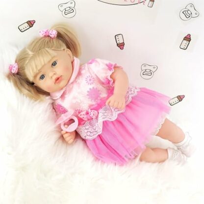 Bibi Doll 18" Realistic Baby Dolls With Hair In Pink Outfits, Sounds & Dummies - Real Life Baby Dolls For Girls & Boys - Realistic Baby Doll Talking Doll Doll With Hair Soft Body Baby Doll - Image 3