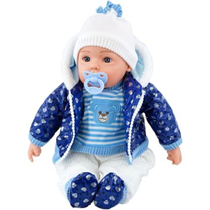 Bibi Doll - 20" Lifelike Large Size Soft Bodied Baby Doll Girls Boys Toy With Dummy & Sounds (Blue Onesie) 3 Bibi Doll - 20" Lifelike Large Size Soft Bodied Baby Doll Girls Boys Toy With Dummy & Sounds (Blue Onesie) - Image 3