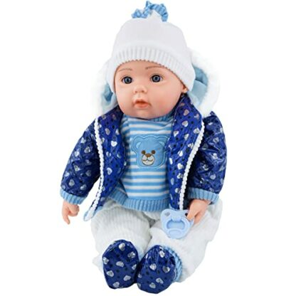 Bibi Doll - 20" Lifelike Large Size Soft Bodied Baby Doll Girls Boys Toy With Dummy & Sounds (Blue Onesie) 4 Bibi Doll - 20" Lifelike Large Size Soft Bodied Baby Doll Girls Boys Toy With Dummy & Sounds (Blue Onesie) - Image 4