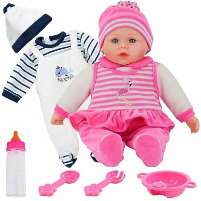 Bibi Doll - Baby Girl Doll Toy & Extra Boy Outfit 16" With Sounds Feeding Set & Magic Bottle - Image 2