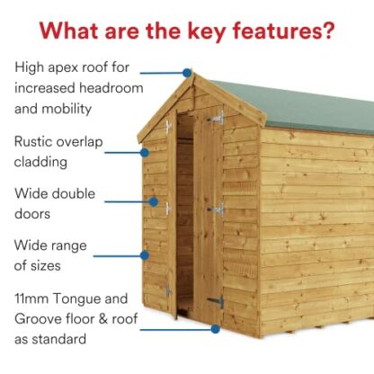 BillyOh | Apex Wooden Garden Storage Shed Floor Felt Roof Included Windowed or Windowless | Multiple Sizes 4 BillyOh | Apex Wooden Garden Storage Shed Floor Felt Roof Included Windowed or Windowless | Multiple Sizes - Image 4