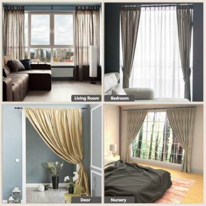 Black Curtain Pole, Curtain Poles for Eyelet Curtains, Adjustable Curtain Rod for Windows,Room Dividers Curtain Rail. 3 Black Curtain Pole, Curtain Poles for Eyelet Curtains, Adjustable Curtain Rod for Windows,Room Dividers Curtain Rail. - Image 3