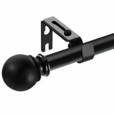 Black Curtain Poles with Brackets and Round Finials, Curtain Pole for Eyelet Curtain 67-307cm for Living Room, Bedroom, Bathroom