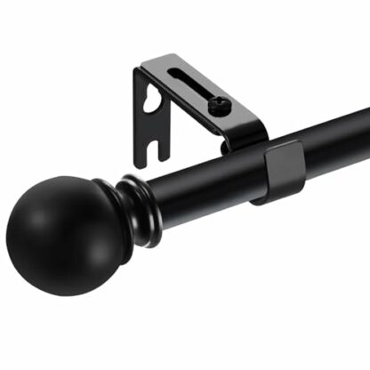 Black Curtain Poles with Brackets and Round Finials, Curtain Pole for Eyelet Curtain 67-307cm for Living Room, Bedroom, Bathroom - Image 2