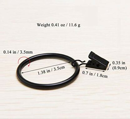 Black Curtain Rod Ring Clips, Coideal 30 Pack Rustproof Metal Drapery Ring with Hook/Hanger Clips with Eyelets for Holding Heavy Curtains Rod Set and Drapes - Image 3
