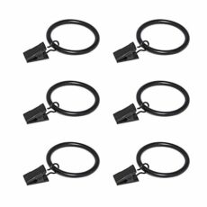 Black Curtain Rod Ring Clips, Coideal 30 Pack Rustproof Metal Drapery Ring with Hook/Hanger Clips with Eyelets for Holding Heavy Curtains Rod Set and Drapes
