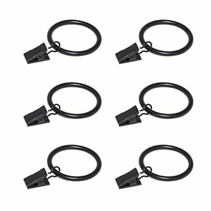 Black Curtain Rod Ring Clips, Coideal 30 Pack Rustproof Metal Drapery Ring with Hook/Hanger Clips with Eyelets for Holding Heavy Curtains Rod Set and Drapes - Image 2