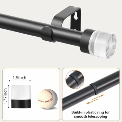 Black Curtain Rods for Windows: 1 Inch Diameter Heavy Duty Adjustable Curtain Rod, Decorative Single Window Curtain Rods with Twisted Cage Finial,Window Drapery Rod for Bedroom 3 Black Curtain Rods for Windows: 1 Inch Diameter Heavy Duty Adjustable Curtain Rod, Decorative Single Window Curtain Rods with Twisted Cage Finial,Window Drapery Rod for Bedroom - Image 3