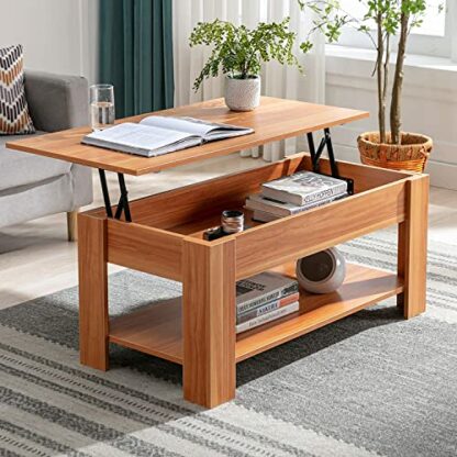 Blisswood Coffee Table With Storage, Lift Up Coffee Tables for Living Room, Wooden Coffee Table With 1 Shelf Large Hidden Storage Modern Rectangular Sofa End Lift-Top Tea Table Furniture PARENT - Image 3