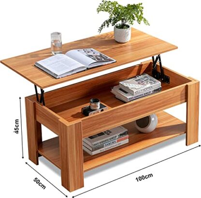 Blisswood Coffee Table With Storage, Lift Up Coffee Tables for Living Room, Wooden Coffee Table With 1 Shelf Large Hidden Storage Modern Rectangular Sofa End Lift-Top Tea Table Furniture PARENT - Image 4