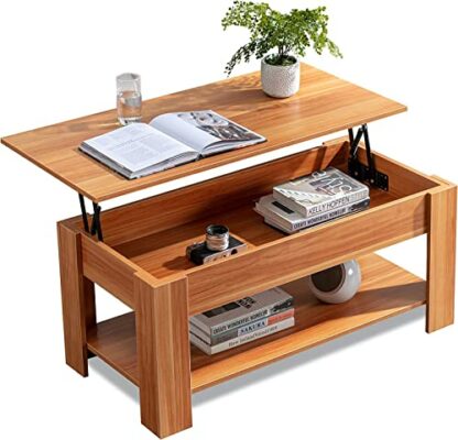 Blisswood Coffee Table With Storage, Lift Up Coffee Tables for Living Room, Wooden Coffee Table With 1 Shelf Large Hidden Storage Modern Rectangular Sofa End Lift-Top Tea Table Furniture PARENT - Image 2