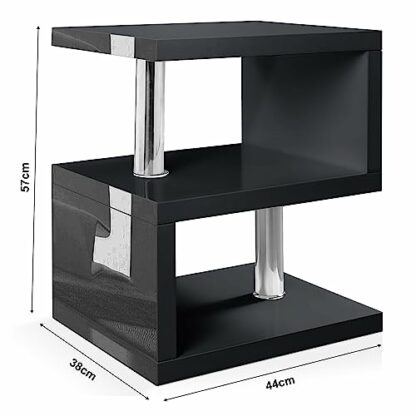 Blisswood High Gloss Bedside Table Small Side table With Storage Shelves, 2 Tier Sofa End Table With Led RGB Lights Ractangle Nightstand For Hallway Furniture - Image 4