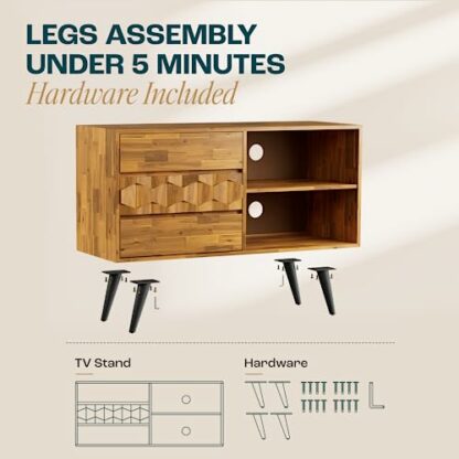 Bme Georgina Solid Wood Sideboard with 2 Doors & 3 Drawers - Image 4