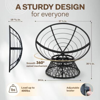 Bme Papasan Onyx Stone Chair, Metal frame covered in resin wicker with fabric cushion - Image 3